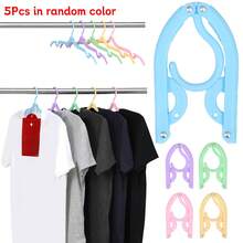 5 Pcs Travel Hangers For Seamless Packing And Organization On Every Trip, Portable Folding Hangers For Suitcase And Carry-On, RV, Cruise, Plane, Camping, Vacation Essentials, Multicolor Set, Space-Saving Wardrobe Helpers For Clothes, Jackets, Tops, Dresses, Skirts, And Garments, Lightweight Travel Accessories That Maximize Closet Space And Quick-Dry Convenience - Multicolor - View 1