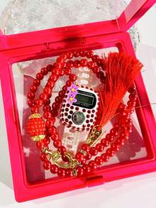 99pcs Faux Pearl 2-Piece Rosary Beads Set With Counter, Popular Item In Middle East, Muslim, UAE, Dubai, Pakistan, Dotted Design - Multicolor - View 5