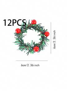 1/4/6/12pcs Christmas Wreath Napkin Rings, Suitable For Christmas Table Decoration Napkin Holders, Christmas Red Berry Wreath Napkin Clips, Green Grass Wreath Napkin Holders, Christmas Party Napkin Rings - Multicolor - View 7