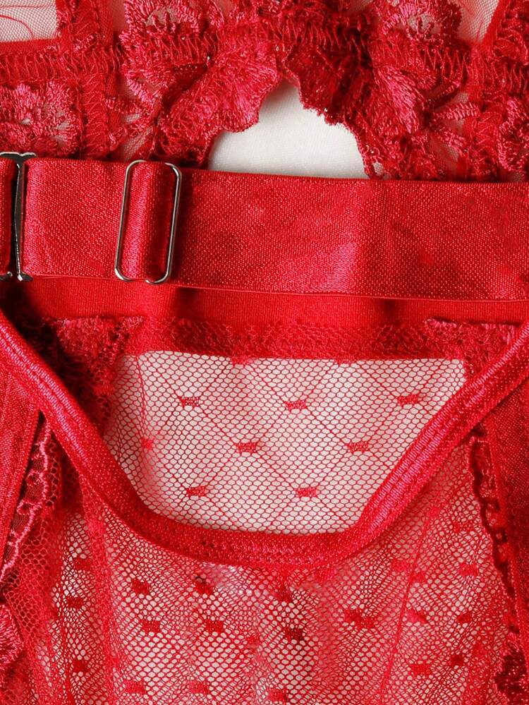 Bộ đồ lót Teddy thêu gợi cảm dành cho nữ - Đỏ - Xem 8