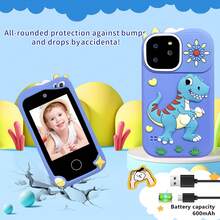 Neues Dinosaurier Kinder Smartphone Spielzeug, 2,8 Zoll HD Touchscreen Lernspielzeug mit 18 Spielen & Musikplayer, 32GB Speicher + stoßfeste Doppelhülle, bestes Halloween- und Ostergeschenk für 3-8 Jahre alte Jungen & Mädchen