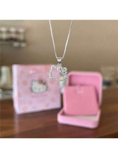 Sanrio Sanrios Cute Hello Kittys Sweet Necklace Kitty Cat Pendant Cartoon Party Favor Decorative Accessories Birthday Gifts