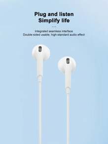 AIRUIKA Cuffie cablate con connettori di tipo C e Lightning, plug and play, controllo in linea, 3,5 mm per chiamate, canto, gaming - Bianco - Visualizzare 5