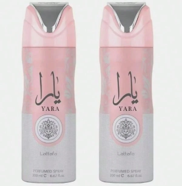Lattafa Pacote com 2 unidades Lattafa - Perfumes em spray Yara 200ml - Aroma duradouro - Marca Lattafa