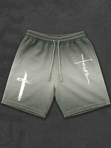 Cross Print Men's Shorts Set, Men, Ropa De Hombre, Men Shorts Set, Pantalones De Hombre, Shorts For Men, Graphic Tees Men - xanh quân đội - Xem 1