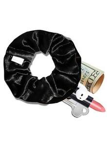 Multi-Functional Hair Accessory Pouch, Velvet Hair Ring With Hidden Pocket, Storage Organizer For Money & Small Items, Zippered Elastic Headband With Secret Compartment For Keys