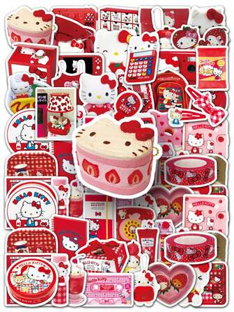  50 件 Ins Hot Hello Kitty Mix 官方授权 4-5 厘米 Sanrio 防水儿童涂鸦贴纸，适用于笔记本电脑、水瓶、保险杠、电脑、手机、笔记本贴纸和贴花