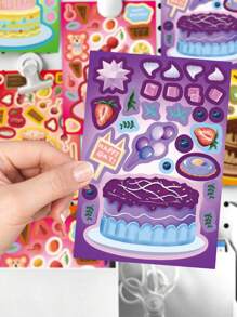 8/16 Blatt Dessert Kuchen Gesicht Puzzle Aufkleber, Cartoon Geburtstags Geschenk Aufkleber, DIY Laptop Computer Handyderakotion, Geburtstags Party Spielzeug Geschenke, Puzzle Zusammenbauen Spiele