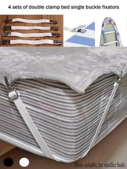 4pcs Adjustable Bed Sheet Fixers With Anti-Running Anti-Slip Buckles - Easy To Use Sofa And Tablecloth Clips With Adjustable Straps - White, , And Long-Lasting Household Essentials