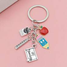 1pc Creative Alloy Palette, Pencil, Apple Keychain, Elegant Bag Charm, Graduation, Teacher's Day, Back To School Gift Keychain - Multicolor - View 9