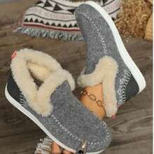 Women's Winter Snow Boots, Casual Thick Warm Non-Slip Short Boots, Multifunctional Flat-Soled Design, Fashionable And Comfortable Winter Home Shoes - 灰色 - 查看 3