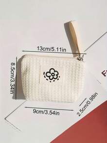 Simple Floral Small Wallet, Cute Waffle Coin Purse, Travel Tote, Cosmetics Storage Bag, Perfect For Halloween Or Christmas Gifts, Travel Storage Bag - Multicolor - View 5