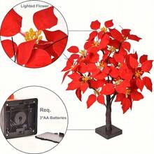 2-Pack Red Flower LED Christmas Tree Lights, Simulated Phoenix Flower Tree Lights, Suitable For Interior Decoration, Living Room, Desktop, Party, Wedding, Thanksgiving, Christmas Holiday Atmosphere Decoration, Festive Desktop Decorative Table Lamp, Must-Have Gift - 紅花樹 - 查看 5