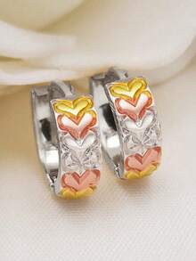 1 par de pendientes de aro elegantes, diseñados para mujeres, adecuados para bodas, compromisos, fiestas de aniversario, regalos del Día de San Valentín - 10# - Ver 17