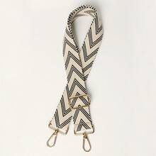 Beige V-Shaped Geometric Jacquard Nylon Adjustable Rotatable Replaceable Bag Strap, Backpack Travel Luggage Accessory, Versatile Instrument Strap, Gift For Family And Friends, Travel Essential - Beige - View 2