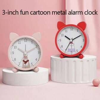 1pc 3-Inch Funny Cartoon Alarm Clock, Creative Cute Cat Ear Shaped Desk Clock With Luminous & Silent Movement; Decorative Tabletop Accessory For School Dorm/Home Room Home Decor Room Decor