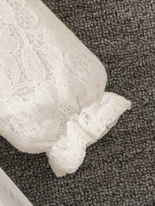 coviviky Vestido de estilo cheongsam de manga larga con encaje blanco para niñas, vestido inspirado en la cultura china con elegante encaje y falda de malla, uso formal e informal sofisticado y lindo