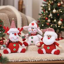 Minguan Nou Crăciun Decorațiune Desen Animat Moș Crăciun Păpușă Om de Zăpadă Figurină, Ornament Agățat pentru Bradul de Crăciun - Multicolor - Vizualizare 5