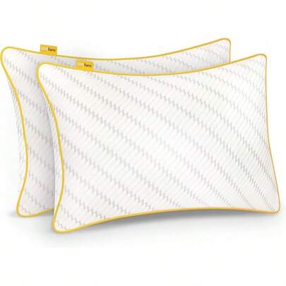 Cosi Home. ®   Luxury Memory Foam Pillows 2 Pack With Bamboo Pillow Cover, Cooling Gel Filling & Adjustable Height - Breathable & Machine Washable For Side, Back & Front Sleepers (Size: 71 X 45cm)