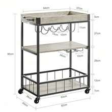SoBuy FKW56-HG, Modern Design 3 Tiers Kitchen Trolley Serving Trolley With Wine Rack Metal & MDF - Grey - View 5