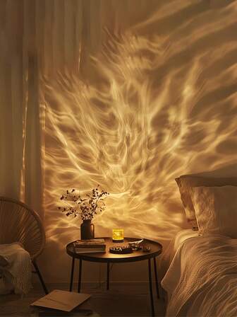 1 RGB-nachtlampje voor in de slaapkamer met dynamisch lichteffect, cilindrisch watergolfontwerp, sfeervolle verlichting voor in de slaapkamer, projectielamp, USB-voeding, 3 kleuren/16 kleuropties, draaibare lichtkleur, geschikt voor verjaardagsfoto's, kamperen in de buitenlucht, slaapkamer, kamer, gang, woondecoratie, kerstdecoratie, kerstverlichting, Kerstmis, woondecoratie woonkamer, lamp, verlichting