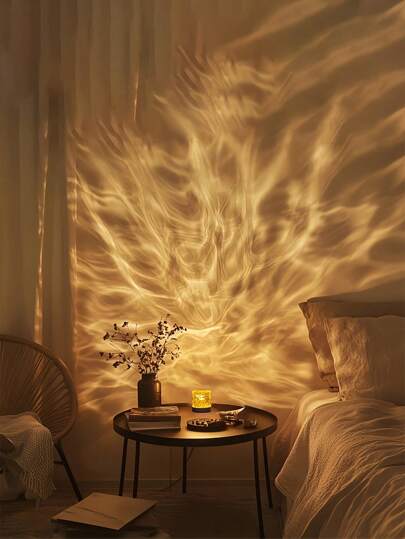 1pc Bedroom RGB Night Light With Dynamic Lighting Effect, Cylindrical Water Wave Design, Bedroom Ambiance Lighting, Projection Lamp, USB Powered, 3 Colors/16 Colors Options, Rotatable Light Color, Suitable For Birthday Photo, Outdoor Camping, Bedroom, Room, Corridor, Home Decor, Christmas Decor, Christmas Lights, Christmas, Home Decor Living Room, Lamp, Lighting