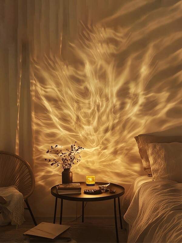 1pc Cylinder Water Wave Light With Dynamic Lighting Effect, Bedroom Ambiance Light, Projection Lamp, USB Port, Touch Control, 2 Size Options, Rotatable Light Color, Suitable For Birthday Photos, Outdoor Camping At Night