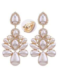 Hoa tai kẹp không xỏ khuyên, kẹp xích hợp kim đồng đính đá pha lê hàn thủ công nhiều hình dạng hình học nhiều màu sắc, thích hợp đeo hàng ngày - E1414Clip - Xem 9