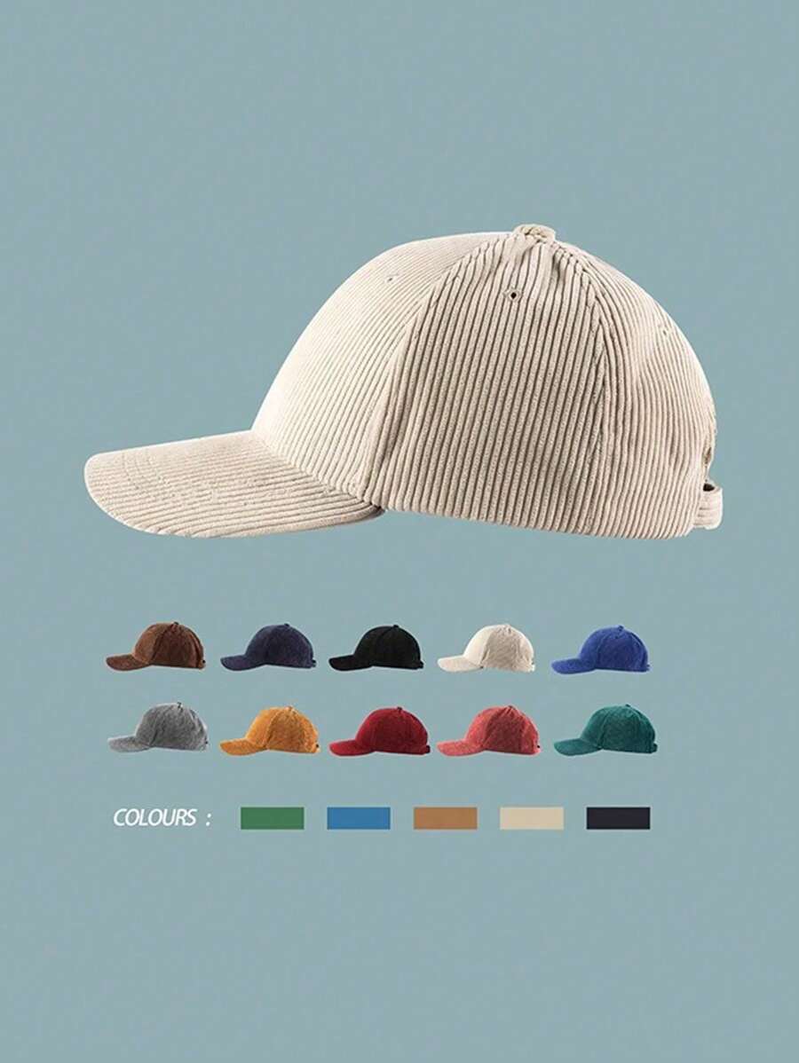 1 Solid Color Corduroy Thickened Fashion Cap