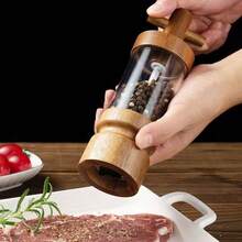 Rosewood Manual Black Pepper Grinder, Sea Salt Grinder, Rosewood Manual Grinder With Transparent Acrylic Pepper Bottle, Adjustable Coarseness Pepper Seasoning Jar, Creative Pepper Grinder, Rama Kitchen Essential, Kitchen Use, High-End Restaurant Supplies, Housewarming Gift, Halloween And Christmas Party Supplies