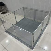 BingoPaw Transparent Acrylic Small Animals Playpen Fence, Large Space Pet Dog Clear Exercise Play Pen Whelping Box With Waterproof Fertility Pad For Hamster, Puppy, Little Rabbit, Rat, Guinea Pig
