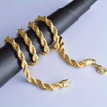 1pcs Elegant Braided Twisted Rope Chain Necklace, Alloy Vintage Gold-Plated - Fashion Accessories For Men And Women, Eternal Work | Alloy Necklace - 金色 - 查看 3