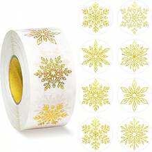 1 Roll Foil Silver Snowflake Transparent Stickers, Gift Wrapping DIY, Christmas & New Year Sealing Stickers