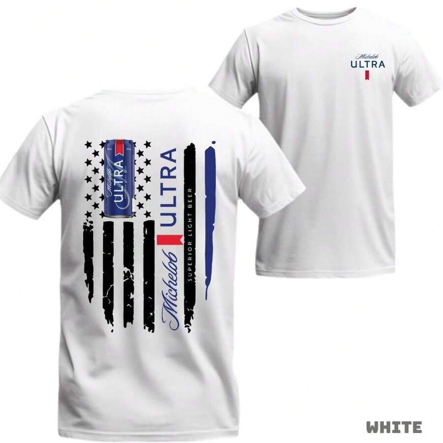 -Shirt – Bold American Design & Beer Can Graphic, Beer Enthusiasts, Great Casual Outings, Comfortable Fit & Stylish Look. Streetwear Menswear - 白色 - 查看 1