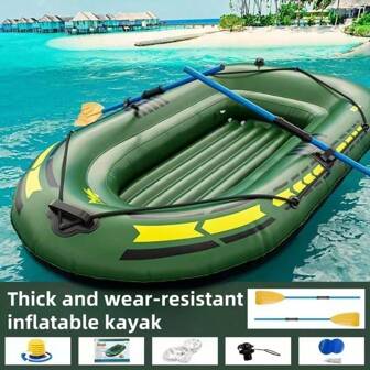 1 件 2 人充气皮划艇，厚实耐用的筏子，适合漂流、钓鱼、冲锋舟