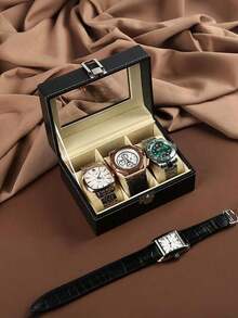 Luxurious PU Leather Watch Box - 2/3/6/10/12 Slot Organizer - Scratch-Resistant, Secure Storage - Perfect Gift For Collectors And Travel - Elegant Display Case