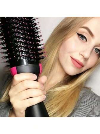 Integrated Hair Dryer And Comb, 2-In-1 Hair Dryer With Anti Frizz Ceramic Titanium Tube Hot Air Straightener, Used For Hair Styling, Suitable For Both Dry And Wet Use