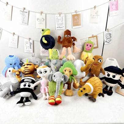 新款 Tung Tung Saur 毛绒娃娃，意大利 Brainrot Tralalero Tralala 和 Shinpanzinni Bananini Cappuccino 毛绒玩具，适合儿童派对、节日、生日、减压玩具、奇特毛绒动物