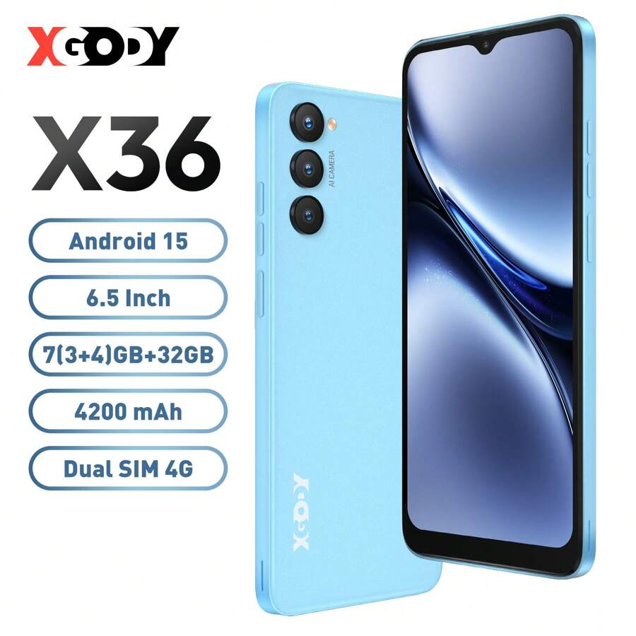 XGODY X36 6,5'' 4G Handy Neueste Android15 3 + 32GB 8 Core SmartPhone Dual SIM 4G 4200Mah - Blue - View 1