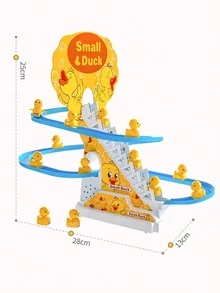 1 conjunto Brinquedo de Pista de Escada para Filhotes de Pato, Brinquedo de Escorregador com Patos Fofos, Brinquedo Elétrico de Educação Precoce e Inteligência, Presente de Férias - pato subindo escada - Visão 9