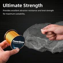 RUNCL PowerMono - Línea de pesca monofilamento 300/500/1000 yardas - Máxima fuerza, amortiguador, suspensión en agua, amigable con nudos, línea de pesca overol de 3 a 35 libras, baja y alta - C - Oro - Ver 7