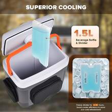 ADVWIN 32 Qt (30L) Electric Car Cooler & Warmer With Pockets, Ice Pack Divider, Removable Lid, Locking Handle, Wheels, Thermoelectric Fridge For Travel Camping Vehicles Truck Home, 12V DC & 120V AC - US A Type Plug(110-127V) - View 4