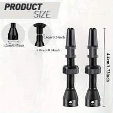 [Tubeless Valve Stems] 2 Pcs 44mm Presta Valve Stems, Super Light Alloy Tubeless Bike Valves With A Removable Valve Cover, Universal Fit, Rustproof For MTB/Road Bikes - black color - View 4