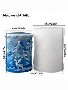 1pc Christmas Decoration Ornaments Silicone Molds For DIY Christmas Snowflakes, Reindeer, Santa Claus, Cylindrical Scented Candles Molds. Easy To Make, Easy To Clean, Easy To Demold. Suitable For Bathroom, Bedroom, Dining Table, Home Decoration Ornaments. Christmas Gift For Others. Gypsum Molds, Resin DIY Craft Molds.