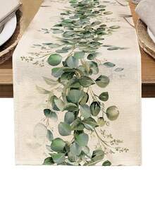 1pc Leaf Pattern Printed Table Runner, 4pcs Leaf Pattern Printed Placemats, Suitable For Holidays, Parties, Birthdays, Dinners, Kitchen & Dining Room Decor, All Season Home & Dining Decoration - Multicolor - View 11