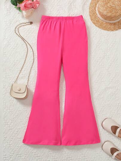 女童2024春秋新款时尚休闲纯色修身喇叭裤