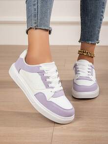 Women's Casual Sports Shoes,Student Style Skate Shoes, Fashionable Sneakers With Low-Cut Lace-Up Mauve Purple Shoes, Suitable For Walking And Commuting Shoes,Four Season Shoes - Mauve Purple - View 5