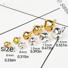 200個 6mm/8mm/10mm/12mm 裝飾鈴鐺 DIY 手作節日裝飾 狗項圈配件 手機掛繩配件 萬聖節聖誕裝飾 - 金色 - 查看 1