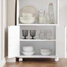 SoBuy FRG241-W, Microwave Shelf, Kitchen Wheeled Storage Trolley, Kitchen Storage Cabinet Cupboard Unit - 白色 - 查看 7