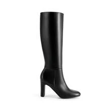 Women's Chunky Heel Knee High Boots Side Zipper Tall Boots Round Toe Solid Color Fashionable Sexy Long Boots For Autumn/Winter - 黑色 - 查看 3